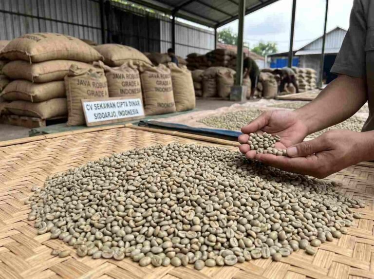 Java Robusta green coffee beans from Indonesia